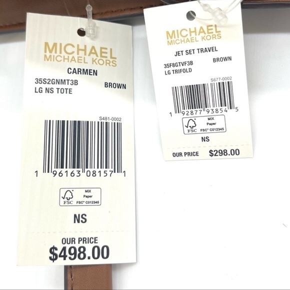 Michael Kors Carmen Large Tote Bag& Trifold Wallet Brown - Picture 13 of 13